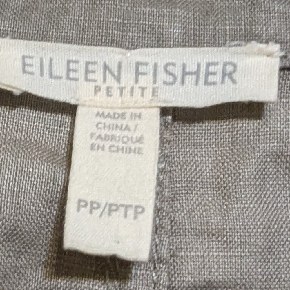 Eileen Fisher Stone Two Tone Jacket Asymmetrical Organic Linen brown-tan Size PP - Picture 4 of 6